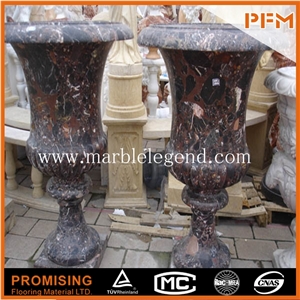 Black Marble Carved Garden Flower Pots,Special Oval Decorative Marble Flower Pots