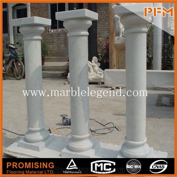 Carved White Marble Columns,Marble Sculpture Column,Decorative Stone Pillar