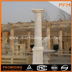 Carving Gazebo Marble Statues Column, White Marble Column