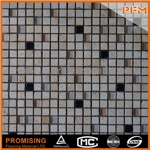 Cheap Marble Stone Mosaic Foshan Factory Cheapest 15*15 Crystal Glass Mosaic with Stone Mosaic/2014 New Trend Glass Mosaic Tiles