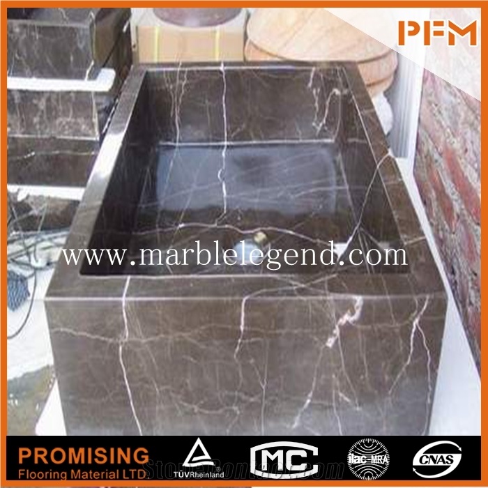Cheap Polished Black Marquina Marble Basin,Natural Black Marble Wash Basin for Bathroom