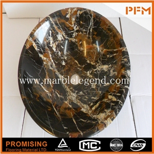 Cheap Polished Black Marquina Marble Basin,Natural Black Marble Wash Basin for Bathroom