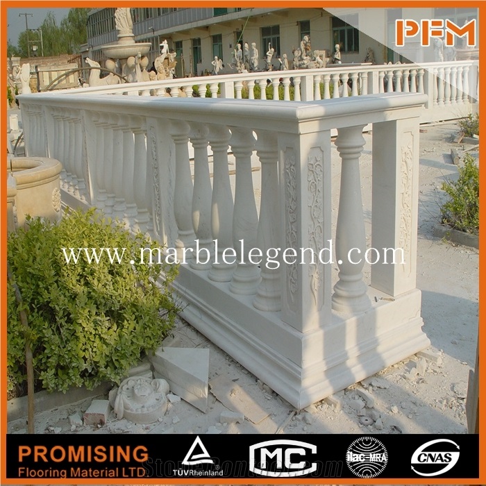 Cheap White Marble Greek Railings,Hand Carved Marble Fluted Railings