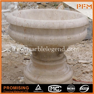 China Beige Marble Flower Pots,Marble Carving Flower Pots