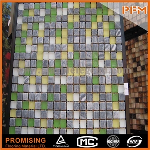 China Foshan Mosaic Factory, Golden Select Glass and Stone Mosaic Wall Tiles High Quality 15x15mm Coffee Color Glass and Stone Mosaic Tile