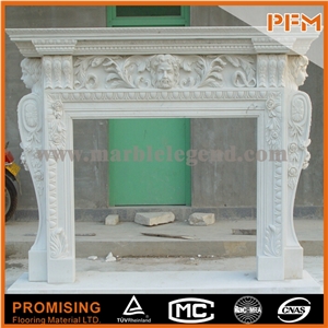 China New Design Human Like Polished Marble Fireplace, Western & European Customized Figure, Hand Carving Sculptured Fireplace Mantel