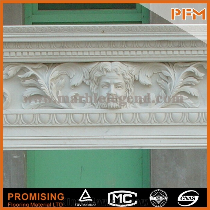 China New Design Human Like Polished Marble Fireplace, Western & European Customized Figure, Hand Carving Sculptured Fireplace Mantel