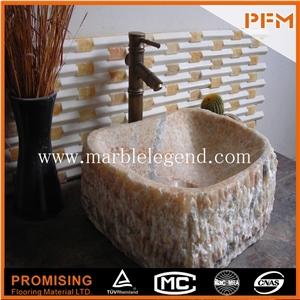 China Yellow Granite Solid Stone Sinks, Bathroom Sink, Stone Basin, Stone Sink, Natural Stone Sink for Decoration