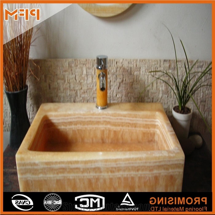 China Yellow Onyx Wash Hand Basin,Marble Bathroom Sinks Wash Basin