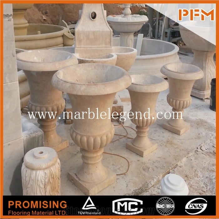 Chinese High Quality Popular Marble Flower Pot, Yellow Marble Flower Pots