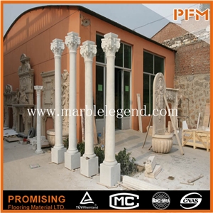 Decorative Gate Marble Pillar,Balustrade and Stone Columns White Marble Roman Column for Interior