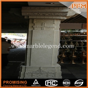 Decorative Gate Marble Pillar,Balustrade and Stone Columns White Marble Roman Column for Interior