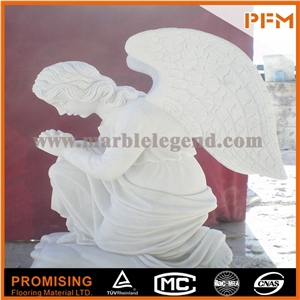 Decorative Life Size Hunan White Marble Garden Angel Statue