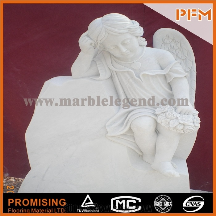 Decorative Life Size White Marble Garden Sleeping Angel Children Statue