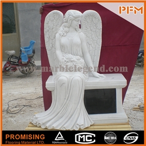 European Style Angel Marble Sculpture Human Statue, Hunan White Marble Statues