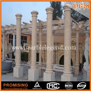Factory Direct Marble Curved Columns,Golden Beige Marble Column