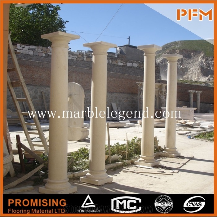 Factory Direct Marble Curved Columns,Golden Beige Marble Column