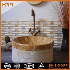 Factory Price Marble Stone Wash Basin,Yellow Marble Basin, Stone Wash Basin