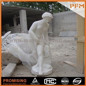 Female Male Human Goddess White Marble Statue, Hunan White Marble Statues
