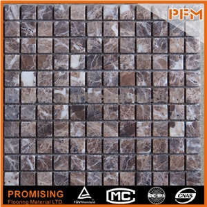Foshan Wear Resistance Brown Marble Mosaic Natural Paving Stone Mosaic Dark and Light Brown Glass Mix Stone Mosaic