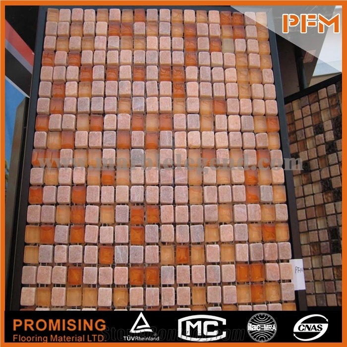 Glass and Stone Mosaic Tiles Glass Wall Art Pictures Bathroom Showroom Decor Snow White Glass and Stone Mosaic Tile for Kitchen