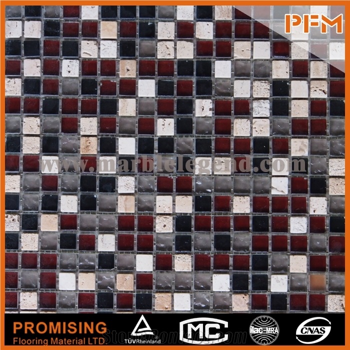 Glass Mix Marble Stone Mosaic for Bathroom Glass Mix Stone Mosaic for Wall Decorating 2014 New Arrival Paving Natural Stone Mosaic for Sale