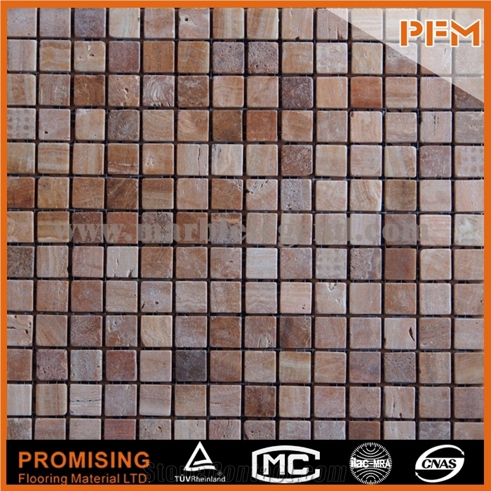 Glass Mix Stone Mosaic, Durable, Washable, 3 Length Beautiful Brown Glass Strip Mosaic Foshan Factory Cheap Pirce