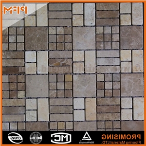 Golden Pink and Brown Backsplash Glass Mix Stone Mosaic, Chinese Marble Mosaics Emperador Marble Mosaic Tiles & Slabs