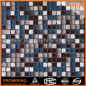 Golden Pink and Brown White Glass and Stone Mosaics Strip Wave Pattern Marble Mosaic Carrara Marble Mosaic