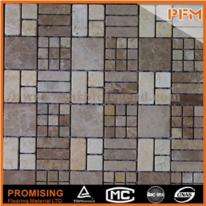 Golden Pink and Brown White Glass and Stone Mosaics Strip Wave Pattern Marble Mosaic Carrara Marble Mosaic