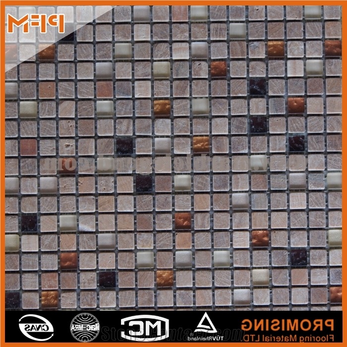 Golden Select Glass and Stone Mosaic Wall Tiles,Basket Wave Stone