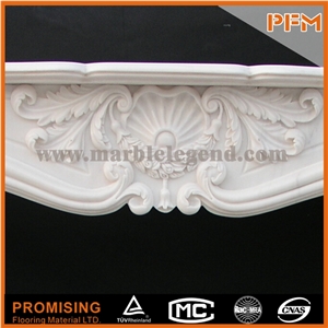 Good Quality China Hunan White Polished Marble Fireplace, Western & European Customized Figure, Hand Carving Sculptured Fireplace Mantel