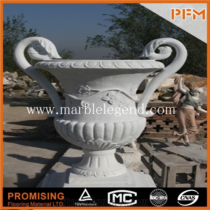 Hand-Carved Decorative Marble Flower Pot,Marble Carving Flower Pot