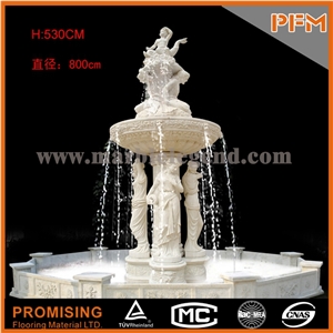 Hand Carved Garden/Outdoor Decoration 3 Tiers White Marble Stone Water Fountain