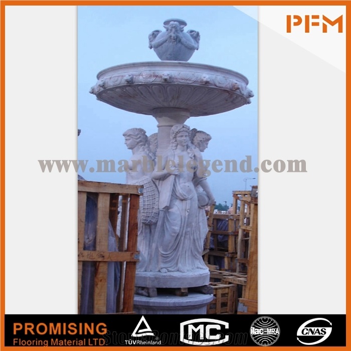 Hand Carved Garden/Outdoor Decoration 3 Tiers White Marble Stone Water Fountain