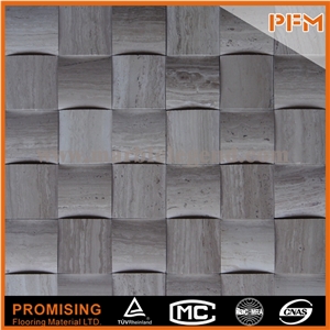 Handmade Strip Grey Wood Grain Marble Mosaic with Mesh-Back Gloden Granite Stone Mosaic 2015 New Style Stone Mosaic with Good Quality 305*305