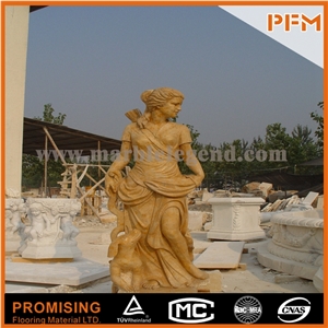 Henan Yellow Limestone Grand Yellow Stone Artworks with Man Statue