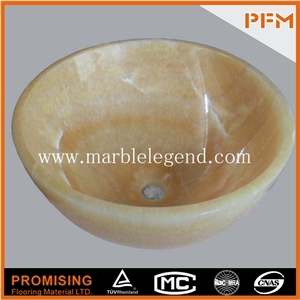 High Grade Carved Yellow Natural Onyx Sink for Construct Decoration