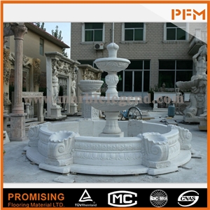 High Grade White Marble One Tier Outdoor Water Fountains