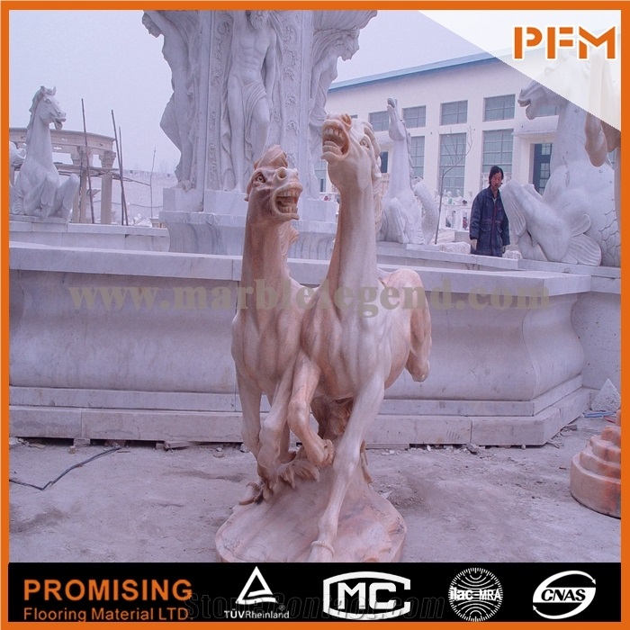 High-Polishing Hand Carved Red Marble Lion Animal Statues