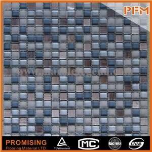 High Quality Bathroom Glass Wall Tiles Square Glass Mosaic with Stone Glass and Stone Mosaic Art Design Hand-Cut Picture Pattern for Wall Tile