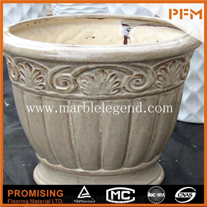 High Quality Marble Flowerpot,Beige Marble Flower Vase