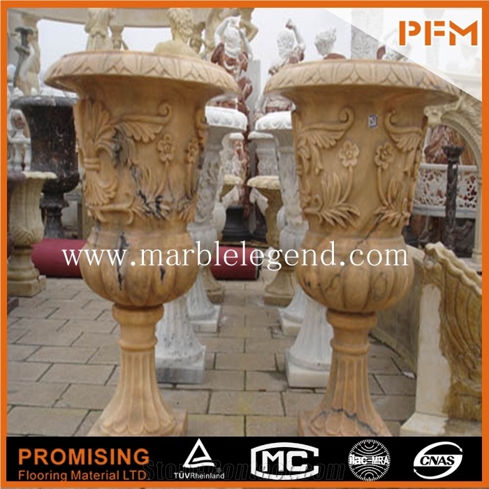 High Quality Marble Flowerpot,Beige Marble Flower Vase