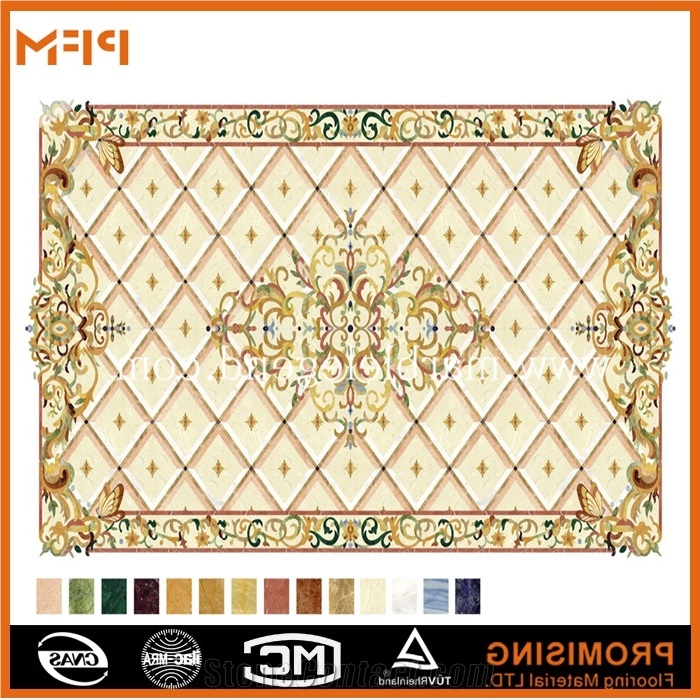 High Quality Natural Marble Inlay Floor Design,Crystal Marble Inlay Flooring Design for Chrismas Decoration, Golden Year/Rosso Verona/Crema Marfil/Honey Onyx Marble Medallion