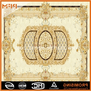 High Quality Natural Marble Inlay Floor Design,Crystal Marble Inlay Flooring Design for Chrismas Decoration, Golden Year/Rosso Verona/Crema Marfil/Honey Onyx Marble Medallion