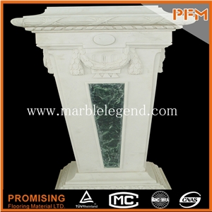 Hot Sale Hand Caving Western Style Natural Stone Column,Square Fluted Columns