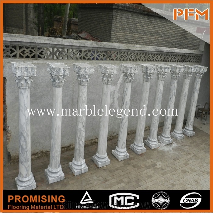 Hot Sale Hand Caving Western Style Natural Stone Column,Square Fluted Columns