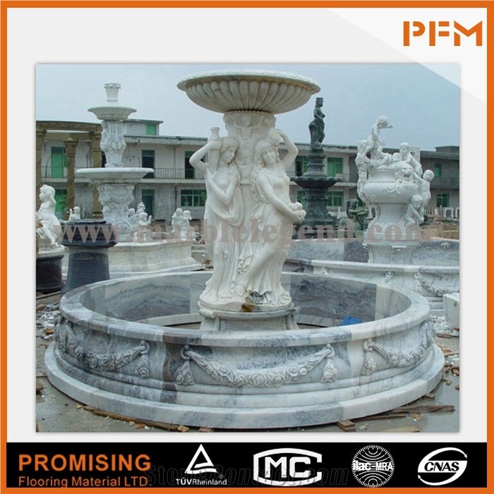 Hot Sale Natural Well Polished White Marble Made Hand Carved Water Fountain
