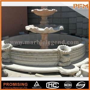 Hunan White Marble Garden Two Tiers Stone Fountain