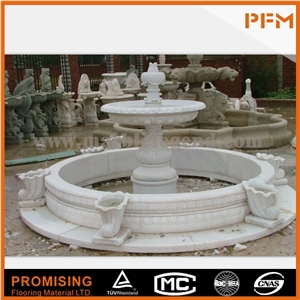 Hunan White Marble Garden Two Tiers Stone Fountain